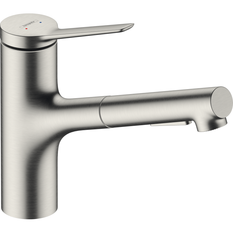 Jednouchwytowa bateria kuchenna 150, metalowa wyciągana wylewka, 2jet Stal Szlachetna Finish Zesis M33 HANSGROHE 74820800