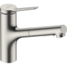 Jednouchwytowa bateria kuchenna 150, metalowa wyciągana wylewka, 2jet Stal Szlachetna Finish Zesis M33 HANSGROHE 74820800