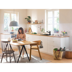 Jednouchwytowa bateria kuchenna 150, metalowa wyciągana wylewka, 2jet, sBox Czarny Matowy Zesis M33 HANSGROHE 74821670