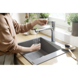Jednouchwytowa bateria kuchenna 160, metalowa wyciągana wylewka, 2jet, sBox Chrom Zesis M33 HANSGROHE 74823000