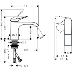Jednouchwytowa bateria umywalkowa 80 CoolStart bez kompletu odpływowego Biały Matowy Vivenis HANSGROHE 75015700