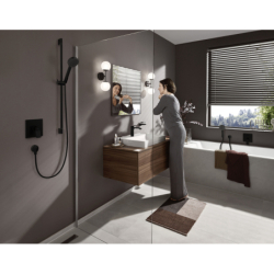Jednouchwytowa bateria umywalkowa 110 z kompletem odpływowym z cięgłem Czarny Matowy Vivenis HANSGROHE 75020670