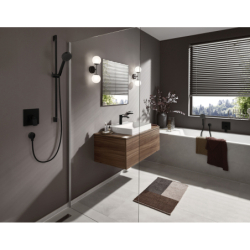 Jednouchwytowa bateria umywalkowa 110 z kompletem odpływowym z cięgłem Czarny Matowy Vivenis HANSGROHE 75020670