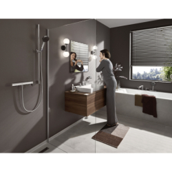 3-otworowa bateria umywalkowa 90 z kompletem odpływowym z cięgłem Chrom Vivenis HANSGROHE 75033000