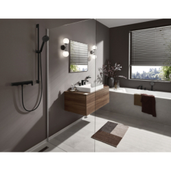 3-otworowa bateria umywalkowa 90 z kompletem odpływowym z cięgłem Czarny Matowy Vivenis HANSGROHE 75033670