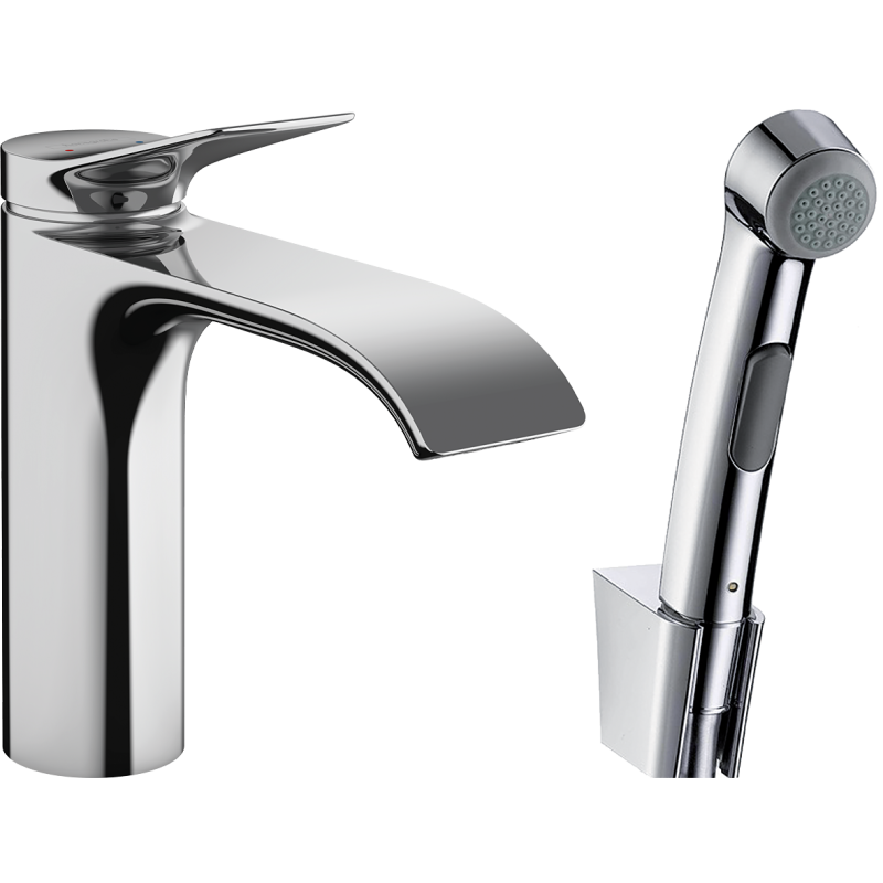 Jednouchwytowa bateria umywalkowa 110 z główką Bidette i wężem 160 cm, kpl odpływowy Push-Open Chrom Vivenis HANSGROHE 75210000