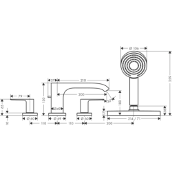 4-otworowa bateria na brzeg wanny, sBox Chrom Vivenis HANSGROHE 75444000