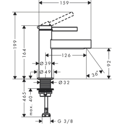 Bateria bez mieszacza 100 do zimnej wody bez kompletu odpływowego Chrom Finoris HANSGROHE 76013000