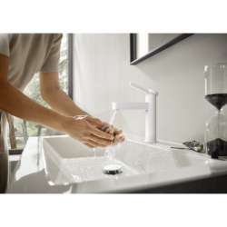 Jednouchwytowa bateria umywalkowa 110 z kompletem odpływowym Push-Open Biały Matowy Finoris HANSGROHE 76023700