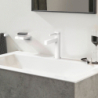 Jednouchwytowa bateria umywalkowa 110 CoolStart z kompletem odpływowym Push-Open Biały Matowy Finoris HANSGROHE 76024700