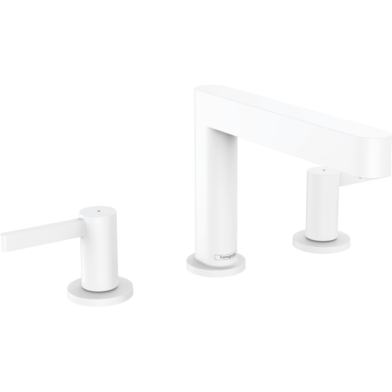 3-otworowa bateria umywalkowa 110 z kompletem odpływowym Push-Open Biały Matowy Finoris HANSGROHE 76033700