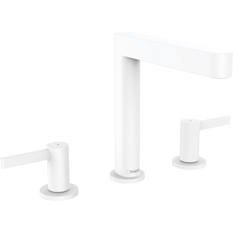 3-otworowa bateria umywalkowa 160 z kompletem odpływowym Push-Open Biały Matowy Finoris HANSGROHE 76034700