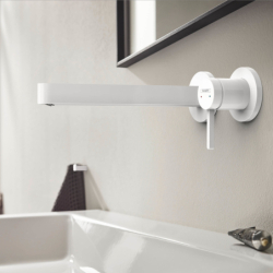 Jednouchwytowa bateria umywalkowa z wylewką 22,8 cm, ścienna, podtynkowa Biały Matowy Finoris HANSGROHE 76050700