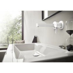 Jednouchwytowa bateria umywalkowa z wylewką 16,8 cm, ścienna, podtynkowa Biały Matowy Finoris HANSGROHE 76051700