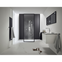 Jednouchwytowa bateria umywalkowa 230 z wyciąganą wylewką 2jet i kpl. odpływ. Push-Open Chrom Finoris HANSGROHE 76063000