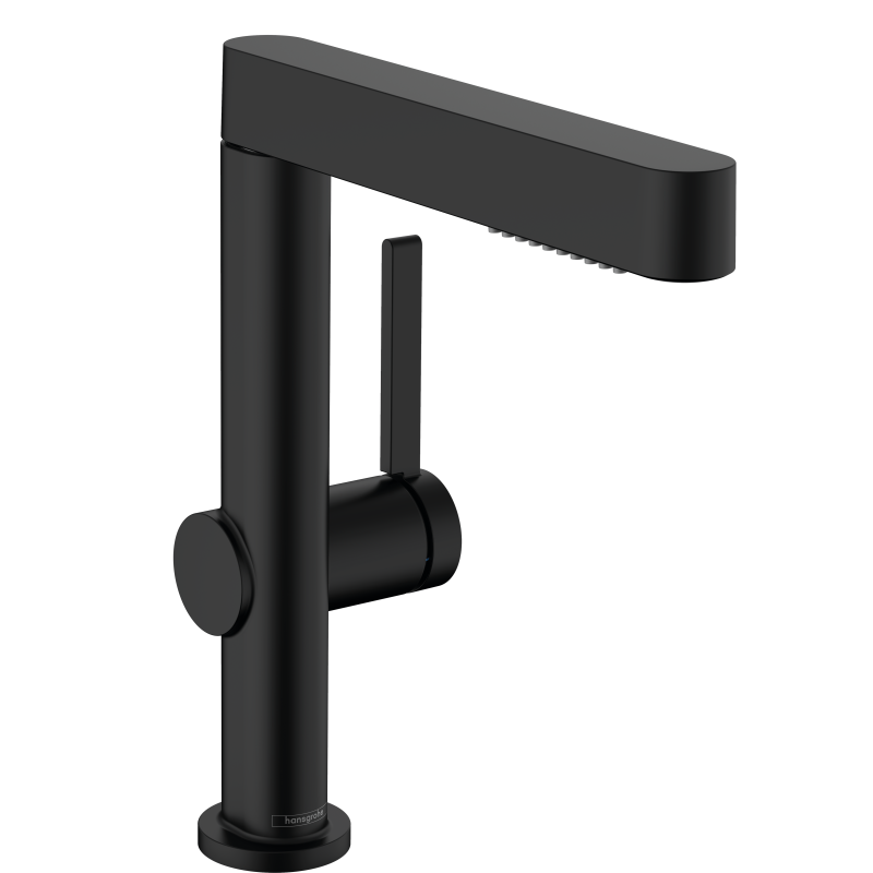 Jednouchwytowa bateria umywalkowa 230 z wyciąganą wylewką 2jet i kpl. odpływ. Push-Open Czarny Matowy Finoris HANSGROHE 76063670