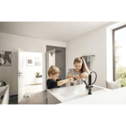 Jednouchwytowa bateria umywalkowa 230 z wyciąganą wylewką 2jet i kpl. odpływ. Push-Open Czarny Matowy Finoris HANSGROHE 76063670