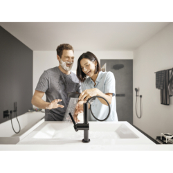 Jednouchwytowa bateria umywalkowa 230 z wyciąganą wylewką 2jet i kpl. odpływ. Push-Open Czarny Matowy Finoris HANSGROHE 76063670