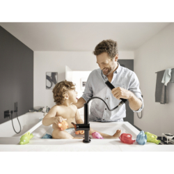Jednouchwytowa bateria umywalkowa 230 z wyciąganą wylewką 2jet i kpl. odpływ. Push-Open Czarny Matowy Finoris HANSGROHE 76063670