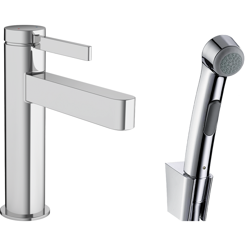 Jednouchwytowa bateria umywalkowa 110 z główką Bidette i wężem 160 cm, kpl odpływowy Push-Open Chrom Finoris HANSGROHE 76210000