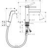 Bateria umywalkowa 110 z główką Bidette i wężem 160 cm, kpl odpływowy Push-Open Czarny Matowy Finoris HANSGROHE 76210670