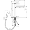 Jednouchwytowa bateria umywalkowa 260 z główką Bidette i wężem 160 cm, kpl odpływowy Push-Open Chrom Finoris HANSGROHE 76220000