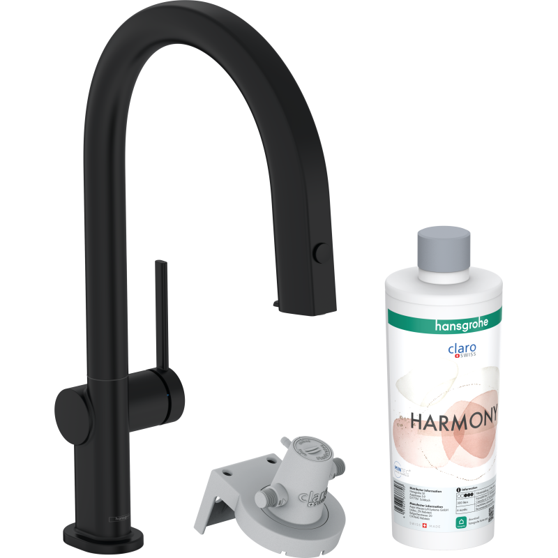 FilterSystem 210 1jet z wyciąganą wylewką, zestaw startowy Czarny Matowy Aqittura M91 HANSGROHE 76801670