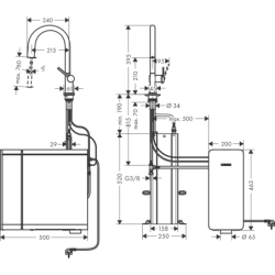 SodaSystem 210, wyciągana wylewka, 1jet, sBox Czarny Matowy Aqittura M91 HANSGROHE 76836670