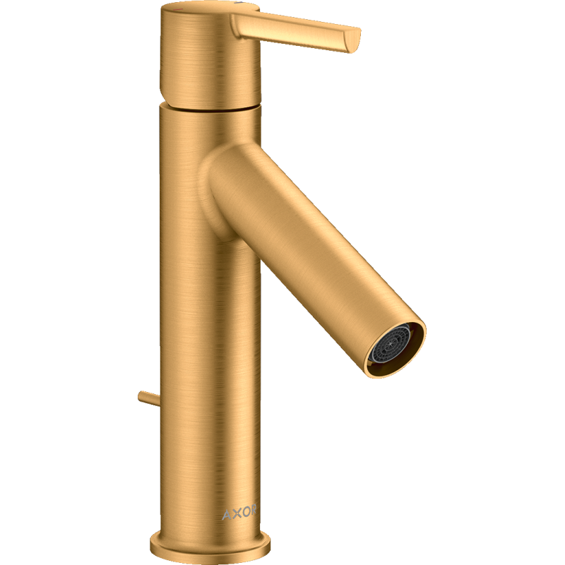 Jednouchwytowa bateria umywalkowa 100 z kompletem odpływowym z cięgłem Złoty Optyczny Szczotkowany Starck AXOR 10001250