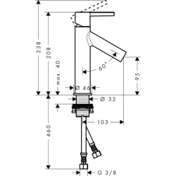 Jednouchwytowa bateria umywalkowa 100 z niezamykanym kompletem odpływowym Czarny Chrom Polerowany Starck AXOR 10003330