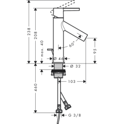 Jednouchwytowa bateria umywalkowa 100 CoolStart z kompletem odpływowym z cięgłem Brąz Szczotkowany Starck AXOR 10007140