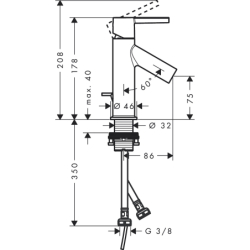 Jednouchwytowa bateria umywalkowa 80 do małych umywalek z kompletem odpływowym z cięgłem Brąz Szczotkowany Starck AXOR 10102140