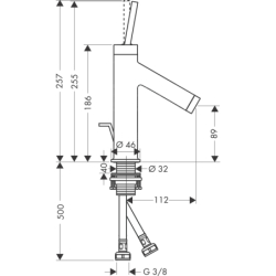 Jednouchwytowa bateria umywalkowa 90 z uchwytem Pin i kpl odpływowym z cięgłem Złoty Optyczny Szczotkowany Starck AXOR 10111250