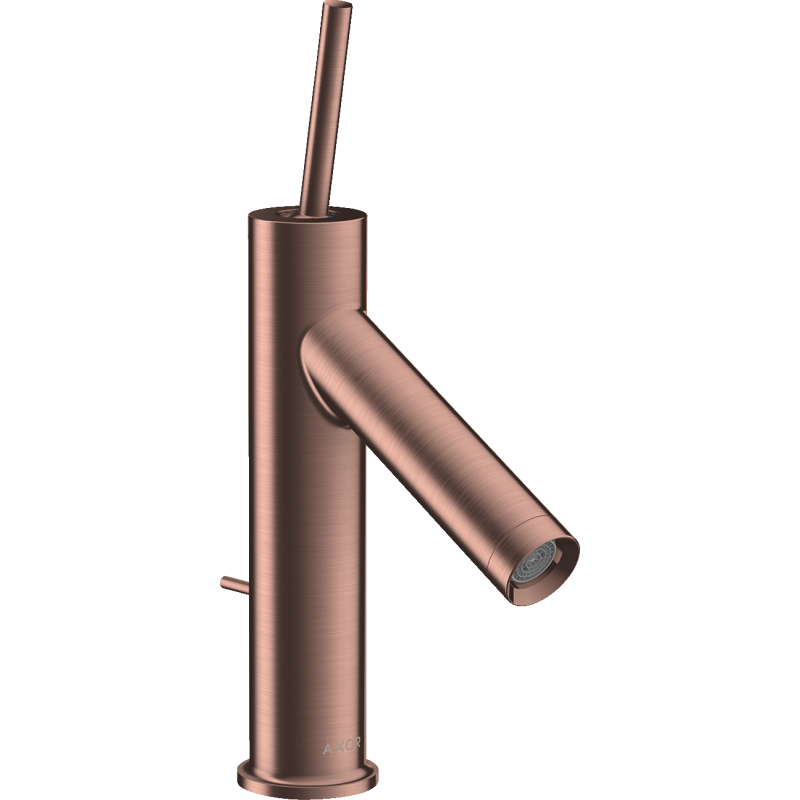 Jednouchwytowa bateria umywalkowa 90 z uchwytem Pin i kpl odpływowym z cięgłem Czerwony Złoty Szczotkowany Starck AXOR 10111310