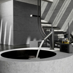 Jednouchwytowa bateria umywalkowa 90 z uchwytem Pin i niezamykanym kpl odpływowym Czarny Chrom Szczotkowany Starck AXOR 10117340