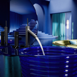 Jednouchwytowa bateria umywalkowa 90 z uchwytem Pin i niezamykanym kpl odpływowym Czarny Chrom Szczotkowany Starck AXOR 10117340