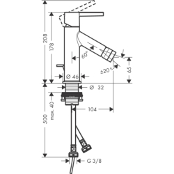 Jednouchwytowa bateria bidetowa z kompletem odpływowym z cięgłem Mosiądz Szczotkowany Starck AXOR 10214950