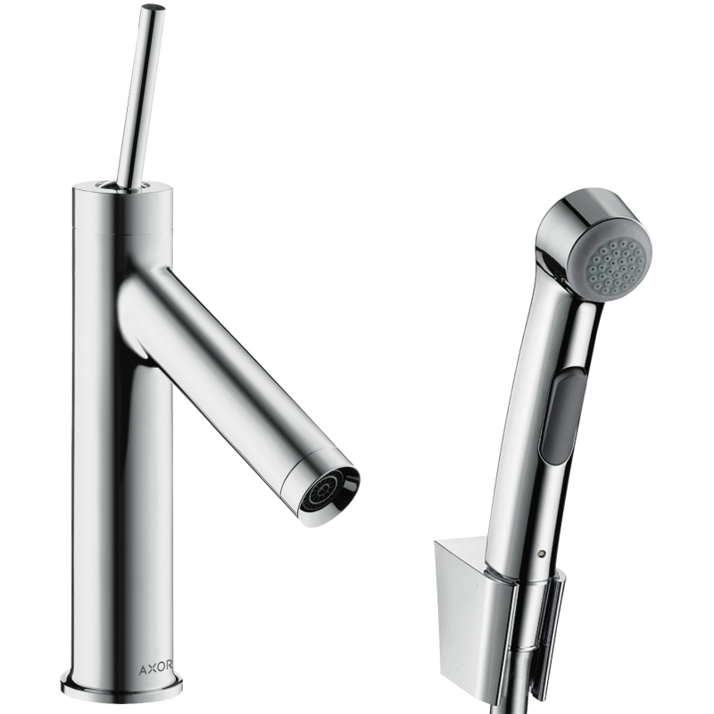 Jednouchwytowa bateria umywalkowa 90 z główką Bidette i wężem 160 cm, komplet odpływowy Push-Open Chrom Starck AXOR 10300000