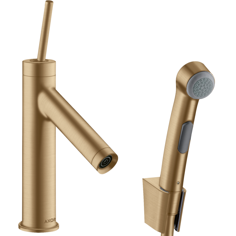 Bateria umywalkowa 90 z główką Bidette i wężem 160 cm, kpl odpływowy Push-Open Brąz Szczotkowany Starck AXOR 10300140