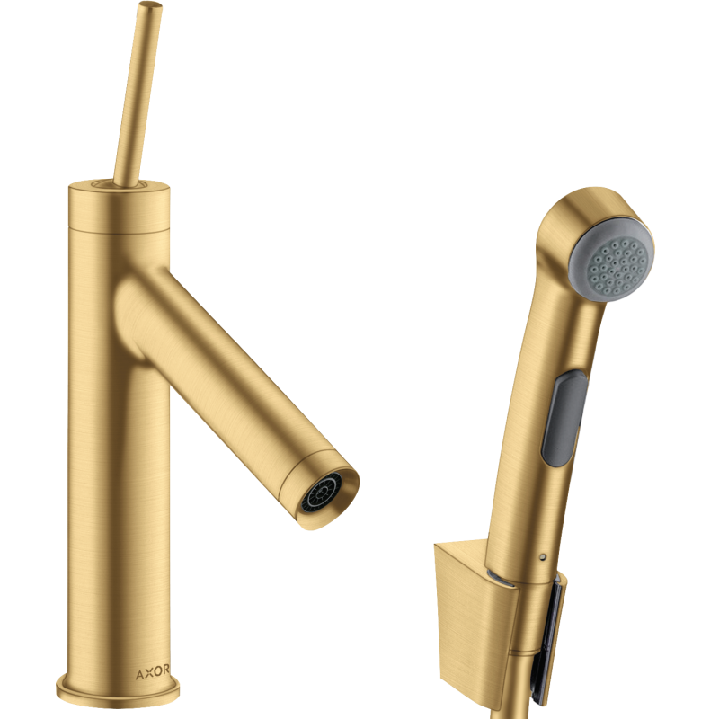 Bateria umywalkowa 90 z główką Bidette i wężem 160 cm, kpl odpływowy Push-Open Złoty Optyczny Szczotkowany Starck AXOR 10300250
