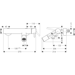 Jednouchwytowa bateria wannowa z uchwytem Pin, natynkowa Stal Szlachetna Optyczna Starck AXOR 10411800