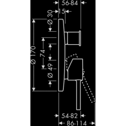 Jednouchwytowa bateria wannowa z uchwytem Pin, podtynkowa Brąz Szczotkowany Starck AXOR 10416140