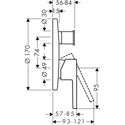 Jednouchwytowa bateria wannowa, podtynkowa Chrom Starck AXOR 10427000