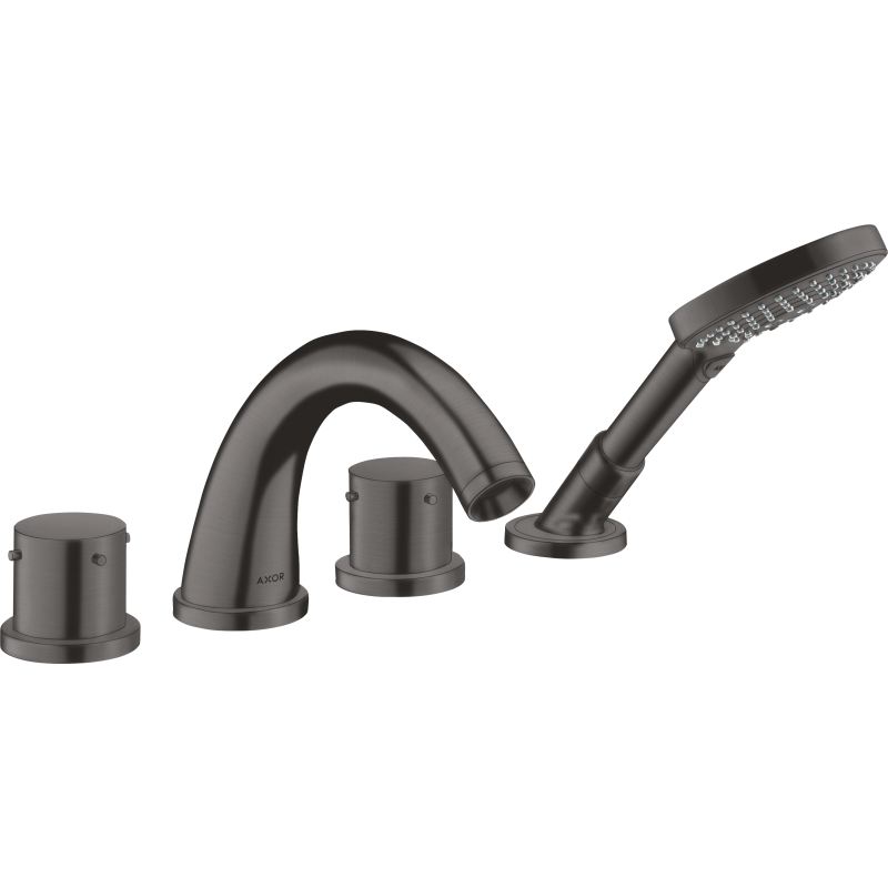 4-otworowa bateria wannowa do montażu na cokole z płytek z uchwytami Zero Czarny Chrom Szczotkowany Starck AXOR 10451340