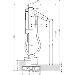 Jednouchwytowa bateria wannowa, wolnostojąca Nikiel Szczotkowany Starck AXOR 10455820