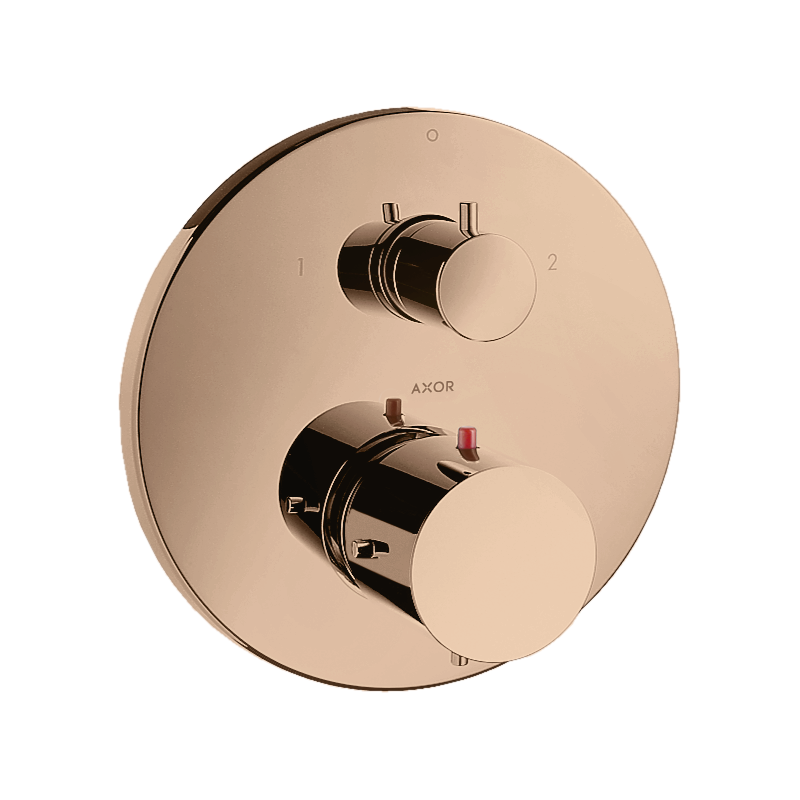 Bateria termo. z zaworem odcinająco-przełączającym do 2 odbiorników, podtynkowa Czerwony Złoty Polerowany Starck AXOR 10720300