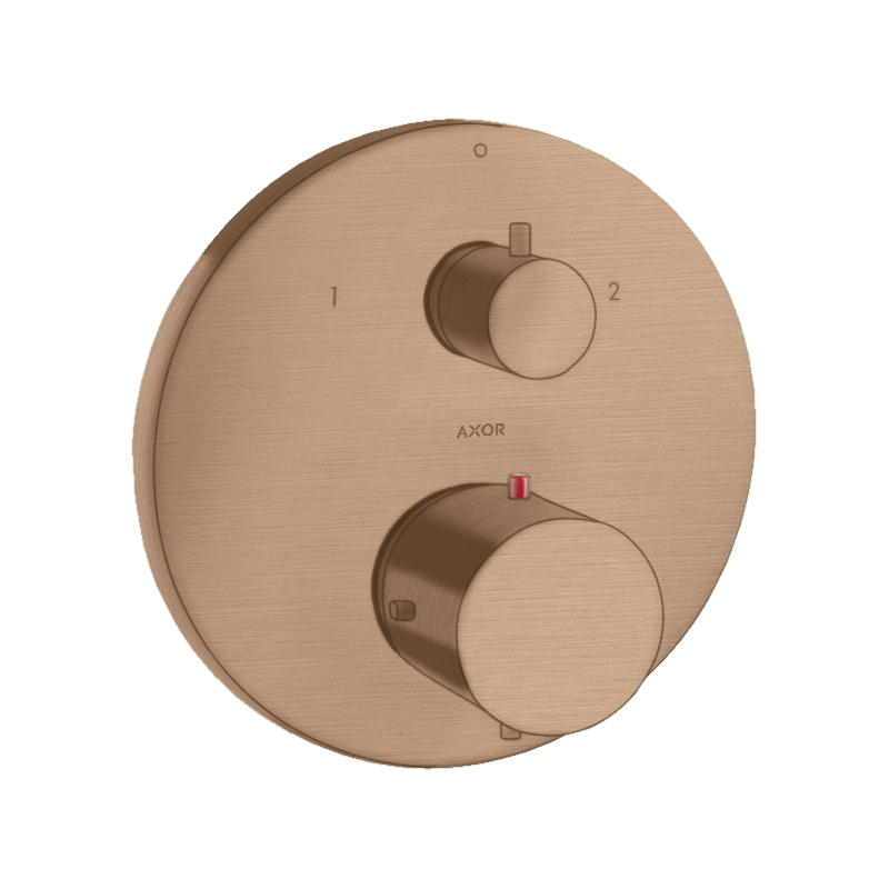 Bateria termo. z zaworem odcinająco-przełączającym do 2 odbiorników, podtynkowa Czerwony Złoty Szczotkowany Starck AXOR 10720310