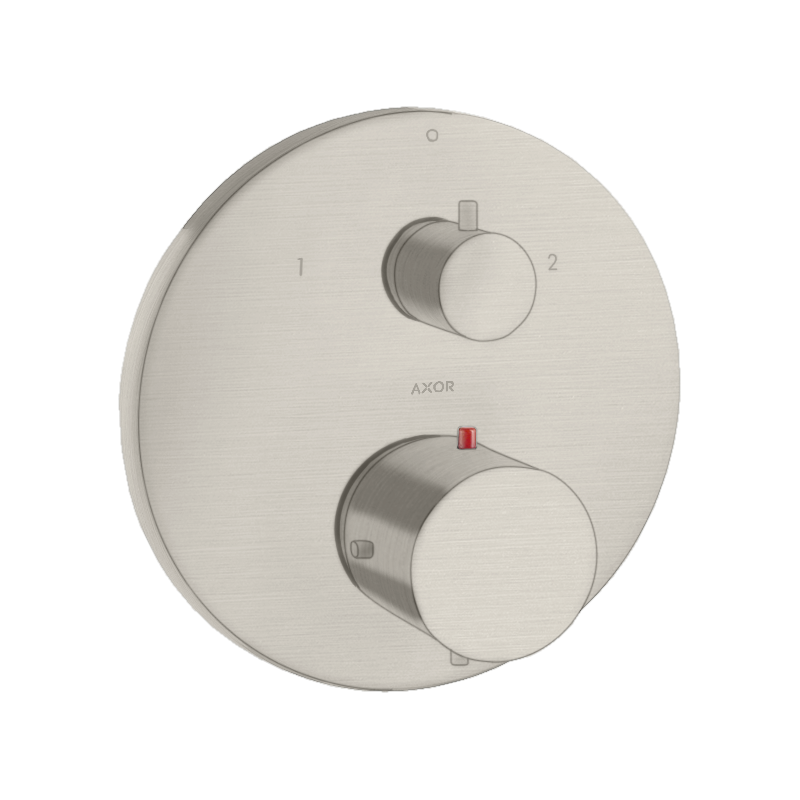 Bateria termo. z zaworem odcinająco-przełączającym do 2 odbiorników, podtynkowa Stal Szlachetna Optyczna Starck AXOR 10720800