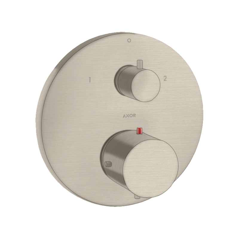 Bateria termostatyczna z zaworem odcinająco-przełączającym do 2 odbiorników, podtynkowa Nikiel Szczotkowany Starck AXOR 10720820