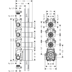 Zestaw podstawowy do modułu termostatycznego 360/120, podtynkowy ShowerSolutions AXOR 10750180